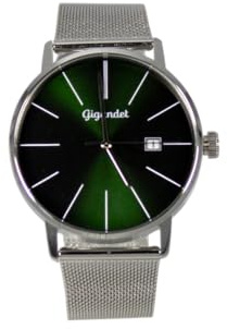 Gigandet Armbanduhr Quarz Herren Edelstahl Silber Grün Datum G42-024
