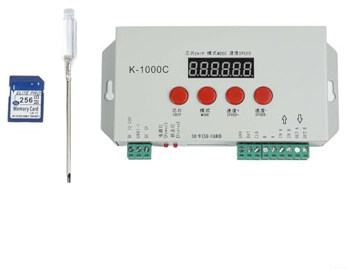 URPIZY LED-Controller K-1000C für Streifen, Module und Panels, Programmierbar mit LEDEDIT-Software, Unterstützt für WS2812B, WS2811, APA102C, Bis zu 2048 Pixel, Hohe Bildwiederholrate