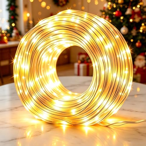 ZingBox LED Außen Lichterkette, 5M 50 LED Lichtschlauch Lichterketten, Warmweiß, IP55 Wasserfest, Batteriebetrieben, Innen Lichterkette für Party Garten Balkon Fest Hochzeit Weihnachtsbaum