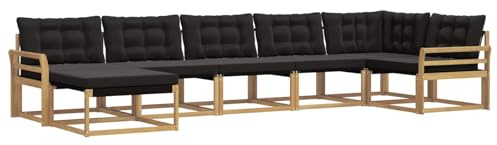 vidaXL Outdoor-Sofagarnitur mit Kissen 7 pcs Weiß und Schwarz, Moderne Garten-Sofa-Garnitur, langlebige Möbel, schicker Sitzplatz, wetterfest, Bequeme Relaxoase
