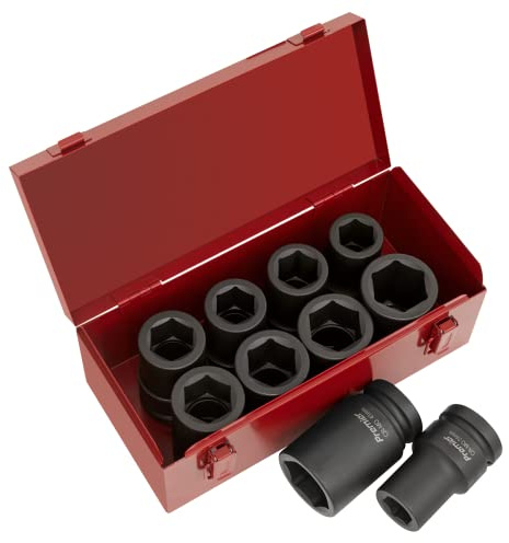 Sealey Premier 10pc 1 Sq Drive Deep Impact Socket Set - Metric/Imperial - AK689