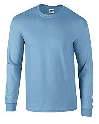 Gildan Mens Plain Crew Neck Ultra Cotton Long Sleeve T-Shirt (XL) (Carolina Blue)