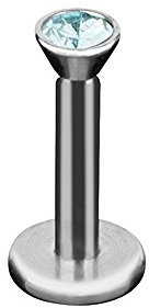 Taffstyle® Piercings - Lippenpiercing Lippe Schmuck Piercing Labret Stecker Lippenstecker Lippenstecker Tragus Stud Innengewinde mit Kristall Länge 8mm - Aqua
