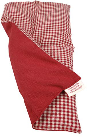 Textil FreWe Körnerkissen Baumwolle/Verschiedene Designs/ca. 34x17 cm / 4 Kammern/rot-beige kariert/rot