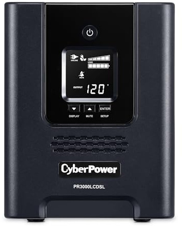 CyberPower PR3000LCDSL Smart App Sinewave UPS System, 3000VA/2700W, 7 Outlets, AVR, Mini-Tower