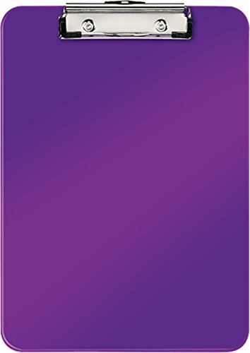 Leitz WOW A4 Klemmbrett, hochwertiges Klemmbrett aus Hartplastik, 80 Blatt Kapazität, Violett, 39710062