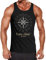Neverless Herren Tanktop Kompass Windrose Navigator Segeln Muskelshirt Muscle Shirt Achselshirt schwarz M