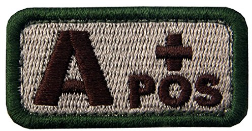 Taktisch Typ A positiv Blutgruppe Emblem Bestickter Aufnäher mit Haken- und Flauschbänder, Multitan