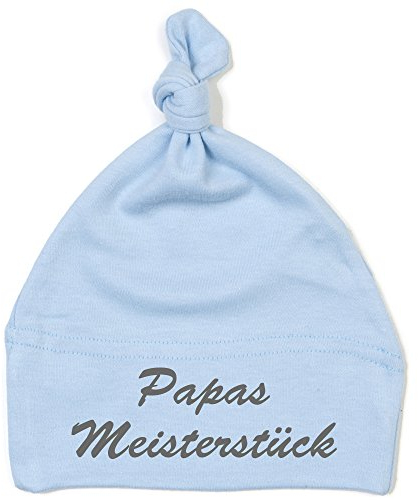 Schnoschi Babymütze in hellblau mit Papas Meisterstück hochwertig Bestickt/gestickt