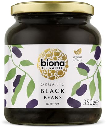 Biona Organic Black Beans 350g, Pack of 6 | 100% Organic Black Beans, High in Protein and Fibre, Ready to Eat, Vegan