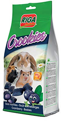 Riga - Crookies à la Myrtille et la Canneberge - Biscuits Croustillants pour Lapins Nains, Cochons d'Inde et Petits Rongeurs - Riche en Vitamines et Oméga 3 - 50 g