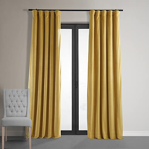 HPD Half Price Drapes Signature VPCH-180407-120 Rideaux occultants en Velours pour Chambre à Coucher 127 x 120 cm (1 Panneau), doré