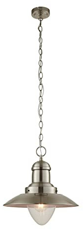 National Lighting Jacob Modern Satin Nickel Effect Fisherman's Style Ceiling Pendant Light Shade IP20 Rated