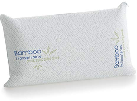 Obbocare Oreiller de Voyage Viscoélastique avec Housse extérieure en Fibre de Bambou. Dimensions : 43 x 21 x 12 cm