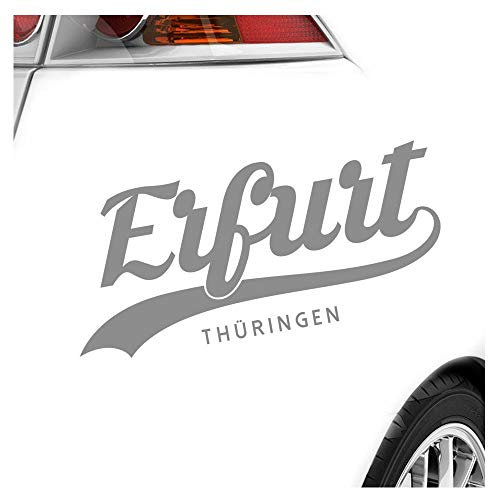 Kiwistar - Autoaufkleber - Erfurt Thüringen - Grau - 60x27cm - Heckscheibe Auto Aufkleber wetterfest für Kfz LKW Mofa Truck - Sticker außen selbstklebend Tuning Zubehör für Fenster Fahrzeug Scheibe