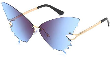 YAMEIZE Mode Schmetterling Randlose Sonnenbrille für Frauen Vintage Metallrahmen Brillen UV-Schutz