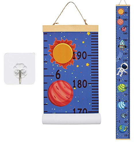 Messlatte Höhe Diagramm HUYU Messleiste Kinder Kinder Leinwand Wachstum Chart Wall Chart 200 x 20cm (Sternenblau)