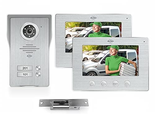 2 Familienhaus WiFi Video Türsprechanlage mit 7 Zoll Innenmonitoren, 4-Draht Außenstelle mit Kamera & Türöffner