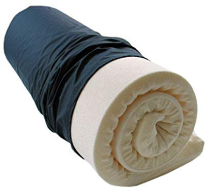 Biona Reise-Matratzenauflage 6 cm Viscoschaum+Bezug+Matchsack (Frottee weiß, blau)