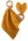 Set aus Schmusedecke und Hasenohren-Beißring für Baby, 100% Bio-Baumwolle, Musselin Stoff, Beißring aus Holz für Babys Gelb