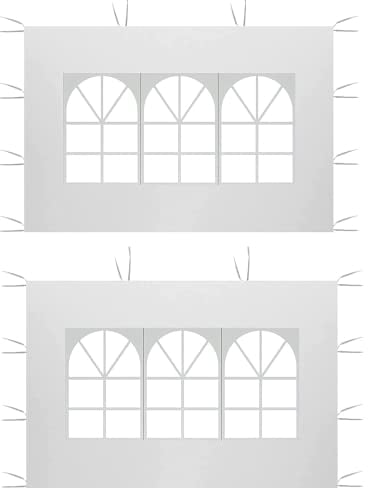 Paneles Laterales para Carpa Cenador con Ventana, 2PACK 2 x 3M Panel Lateral Gazebo de Tela Oxford 210D, Panel Lateral de Repuesto para Cenador de Jardín Exterior