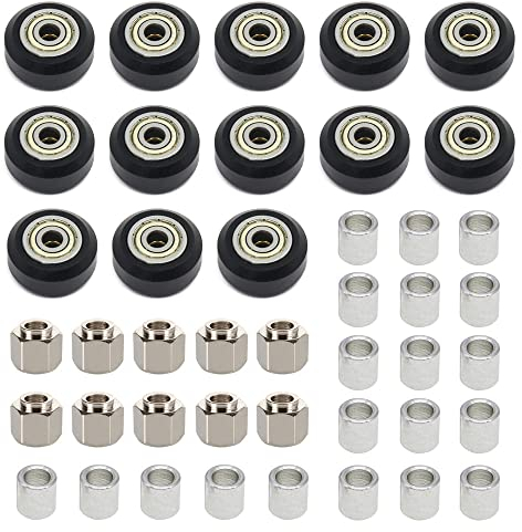 Zeberoxyz 13 Stück 3D-Druckerteile POM-Riemenscheiben-Kit mit Lager+10 Stück Sechskant-Exzentersäule+20 Stück runde Isolationssäule für CR10,Ender3/3 Pro,Ender5 (43 Stück/Satz POM-Räder)