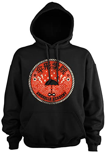 The Umbrella Academy Officially Licensed Distressed Patch Hoodie (Black), Large