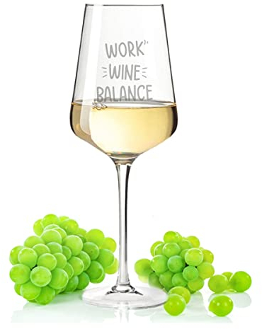 GRAVURZEILE Leonardo Puccini Weinglas mit Gravur - Work Wine Balance - Lustige Geschenke mit Spruch - Geschenk für Weinliebhaber - Geschenk für Frauen & Männer - Farbe: Puccini