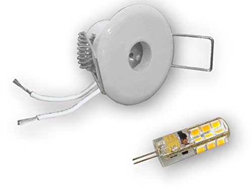 LICHT DISCOUNT LED Sternehimmel 10er Set weiss | 40mm Mini Einbaustrahler Einbaulampen 12V | 2W-140LM G4 LED Sternchen Spots warmweiss inkl. SCH-30W Trafo