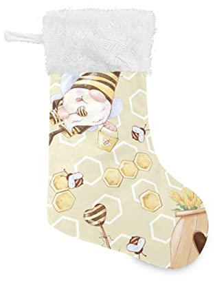 ODAWA Weihnachtsstrümpfe, niedliche Wichtel, Bienen-Hängestrümpfe, Heimdekoration, Weihnachtsstrümpfe für Familie, Urlaub, Party, Weihnachtsdekoration, 45 cm