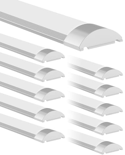 Bellanny 10Pcs LED Feuchtraumleuchte 120cm, 40W 4800LM LED Deckenleucht Röhre Licht, 4500K Werkstattlampe - 2,5cm flach Lampe, 130°Abstrahlwinkel Deckenlampe für Wohnzimmer Badzimmer Küche Garage Büro