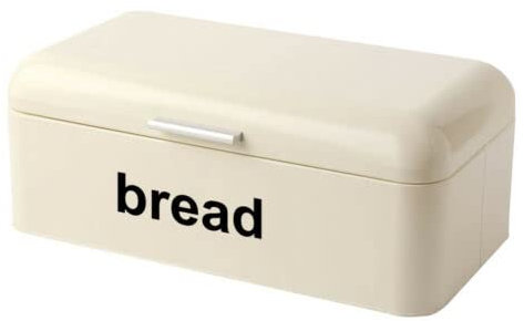 EliteKoopers 1Pcs Cream Retro Style Bread Bin Steel Kitchen Loaf Food Storage Vintage Kitchen