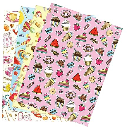 ARKRAFT Geschenkpapier Set 4 Bögen XXL Papier fsc (Süßigkeiten)