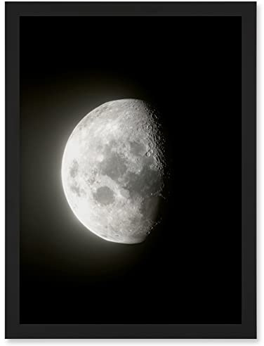Artery8 Lunar Phases Waning Gibbous Moon Space Astronomy Artwork Framed Wall Art Print A4