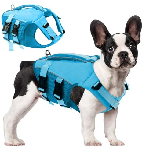 ASENKU Schwimmweste Hund für Kleine Hunde S,Verstellbar & Ripstop Hundeschwimmweste,Rettungsweste für Hunde mit Griff und Reflektierend zum Chihuahua, Dackel, Französische Bulldogge,Labrador