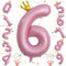 Rosa Zahl Luftballon 6, Folienballon Riesen 0–9 Set, 40 Zoll Krone 6 Zahlen Ballon für Mädchen Kinder 6. Geburtstag Party Deko Frau 60 Jubiläum Party Dekoration, Fliegt mit Helium
