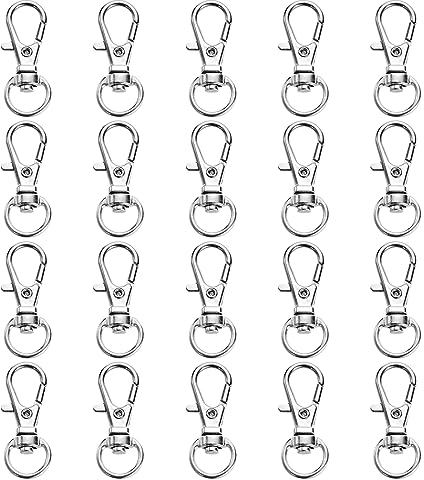 SULIUDAJI 20 Pezzi Moschettone Portachiavi Metallo,Moschettoni Piccoli Multiuso, Moschettone Girevole Ganci per Portachiavi Fai da Te