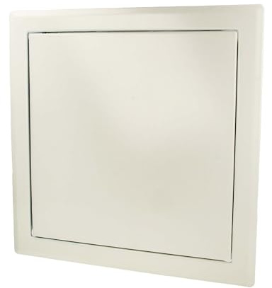 tecuro Revisionstür 300 x 300 mm Einbautür mit Rahmen und Schnappverschluss, Stahlblech weiss RAL 9016