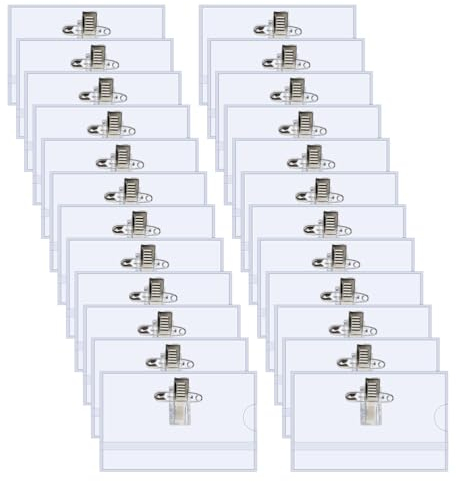 Porte Badge, 100 pièces Badge Plastique 90 x 56 mm Porte Badge Transparent Badge Personnalisable pour Entreprises, Conférences et Visiteurs