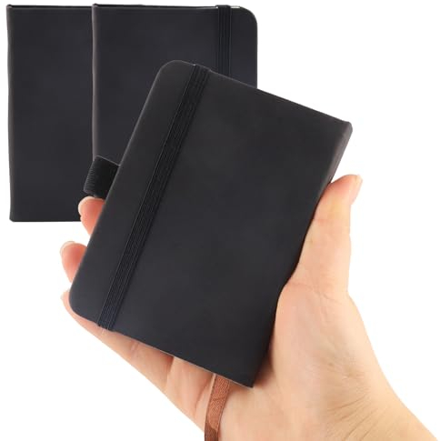 EclipseGuard 2 Stück Taschennotizbuch Kleines Notizbuch Tagebuch, A7 Notizbuch, Kleines Notizbuch Taschen-Notizbuch Mini-Taschen-Journal Winziges Notizbuch Schwarzes Leder Für Büroarbeiten