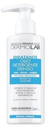 Dermolab - Olio Detergente Viso Denso con Acido Ialuronico Idratante, Olio di Camelia e Vitamina E, Deterge e Rimuove Delicatamente anche il Trucco Waterproof da Viso, Occhi e Labbra, 120ml