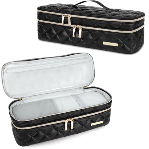 Travel Carrying Case for Hair Dryer Shark Flexstyle Dyson Airwrap, Double-Layer Hair Accessories Tools Storage Case for Revlon One-Step, Shockproof Protection Organizer Travel Carrier Bag, Black