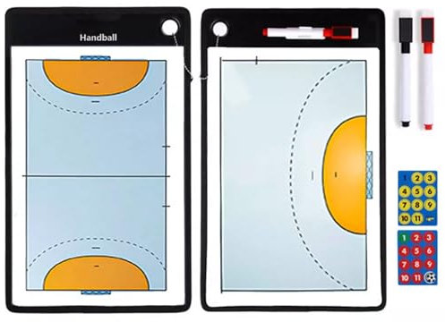 XAQBJC Handball-Coaching-tafeln, Taktiktafel Handball, Doppelseitige Handball-Trainer-klemmbrett, Tragbare Strategie-anzeigetafel