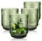 Joeyan Bicchiere Acqua Vetro Colorati, Set di 4, Verde Bicchieri Impilabili da 360 ml Bicchiere con Fiore Moderni in Rilievo, per Succhi, Birra, Cocktail, Limonata, Succo Lavabile in Lavastoviglie