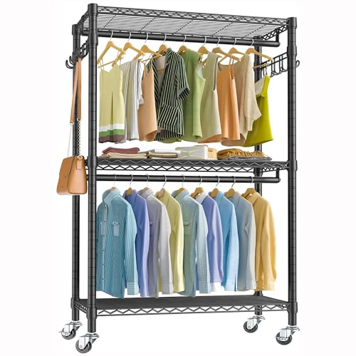 MONKLE - Kleiderständer,Kleiderstange,Kleiderständer auf Rollen,kleiderstange rollen,kleiderständer stabil,kleiderständer mit rollen 90X43.5X180cm,Tragkraft 100kg