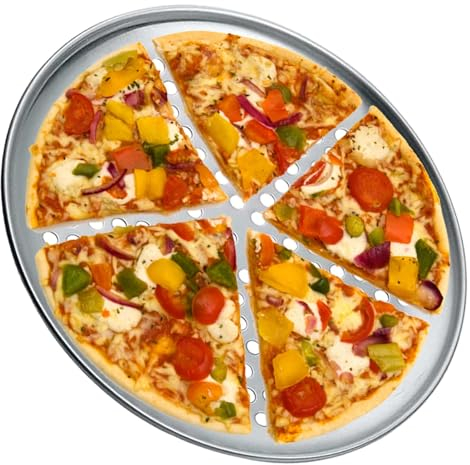 Streysisl Bandeja para pizza para el horno, bandeja para pizza con agujeros, bandeja antiadherente grande para horno de pizza, accesorio para hornear pizza casera, pasteles, pasteles horneados,