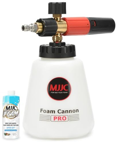 MJJC Foam Cannon Pro V2.0 (tecnología de espuma de nieve más gruesa) con conector rápido de 6,35 mm para hidrolimpiadora, botella de 1,18 L (Pro V2.0 (conector rápido de 6,35 mm) + muestra de JABÓN)