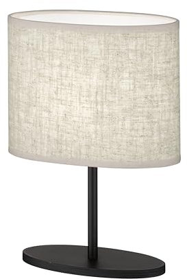 Fischer & Honsel Tischleuchte Modena | sandschwarz matt| Stoffschirm sandfarben Leinen| L: 20 cm, B: 10 cm, H: 27 cm, D: 14 cm| mit Schnurschalter| 1x E14 max. 25 W ohne Leuchtmittel