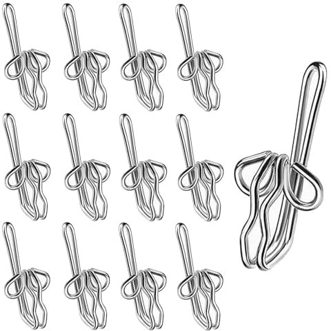 Curtains Hooks 50 Pcs Metal Curtain Hooks,Heavy Duty Curtain Hooks,Metal Curtain Header Tape Drapery Hooks Chrome Silver Rust Resistant.