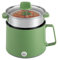 1.7 L Olla Antiadherente Portátil Olla Eléctrica Multifunción con Control de Potencia Dual (Verde + Vaporera)